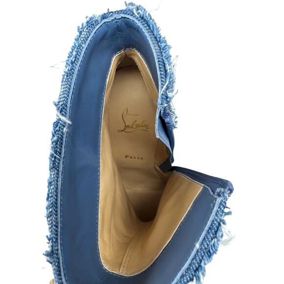 LOGO Christian Louboutin Heels So Kate Boots Ankle Booties Blue Denim NWT 40 - Picture 8 of 10
